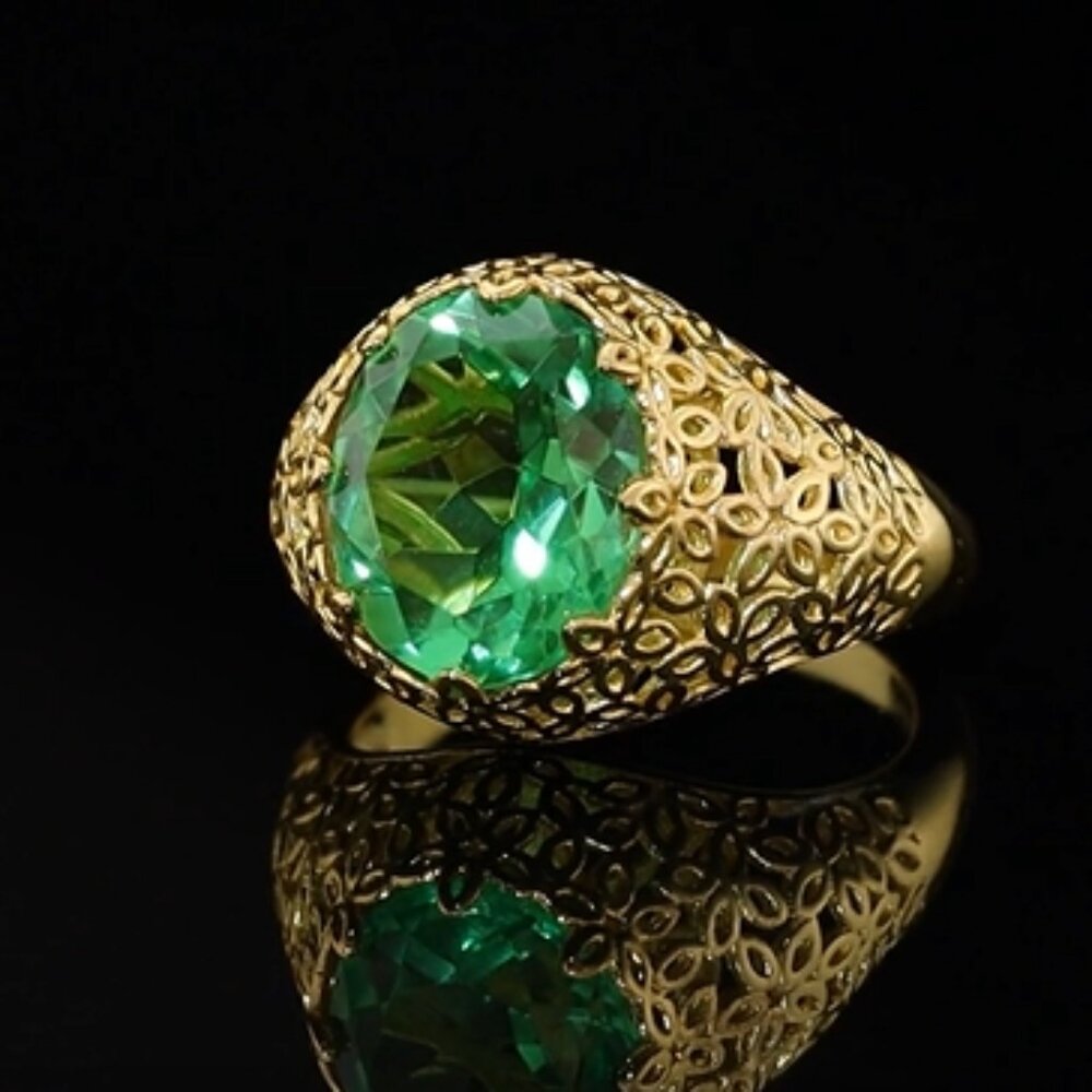 EverTrue Chartreuse Quartz 5.00 ctw Blooming Radiance Ring in 18K YG Plated